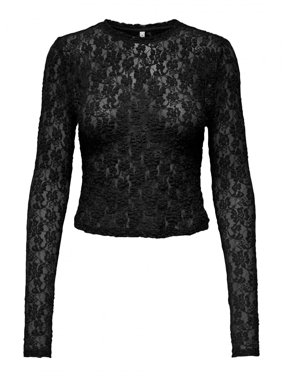 온리 레이스 시스루 블랙 긴팔 탑 15337017_2161 BLACK / BLACK - 상세 이미지 3