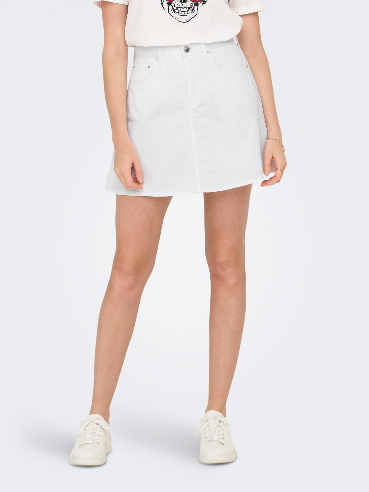 온리 화이트 데님 미니 스커트 15349233_2206 WHITE / WHITE - 상품 이미지