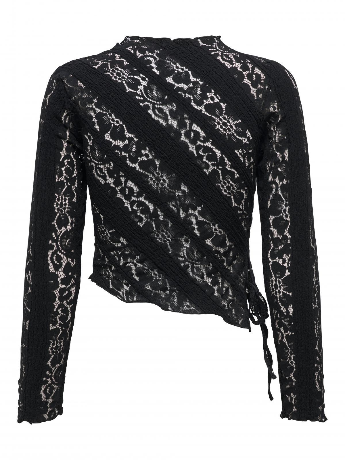 온리 레이스 하이넥 슬림핏 블랙 긴팔 탑 15364747_2161 BLACK / BLACK - 상세 이미지 4