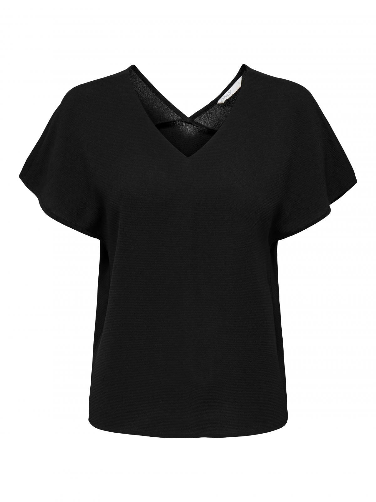 온리 베이직 블랙 브이넥 반팔 티셔츠 15290993_2161 BLACK / BLACK - 상세 이미지 4