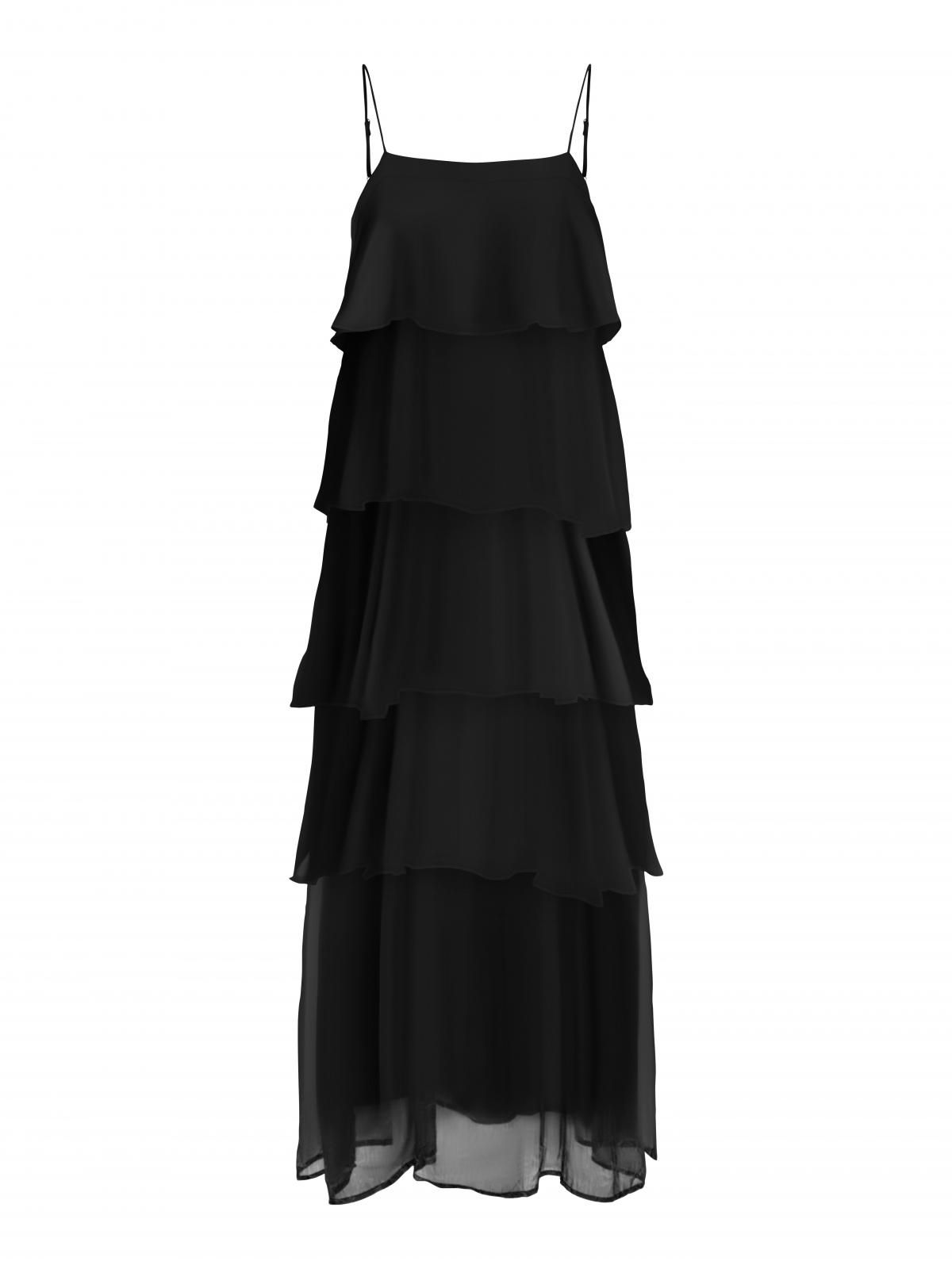 온리 프릴 레이어드 스트랩 롱 원피스 15349477_2161 BLACK / BLACK - 상세 이미지 3