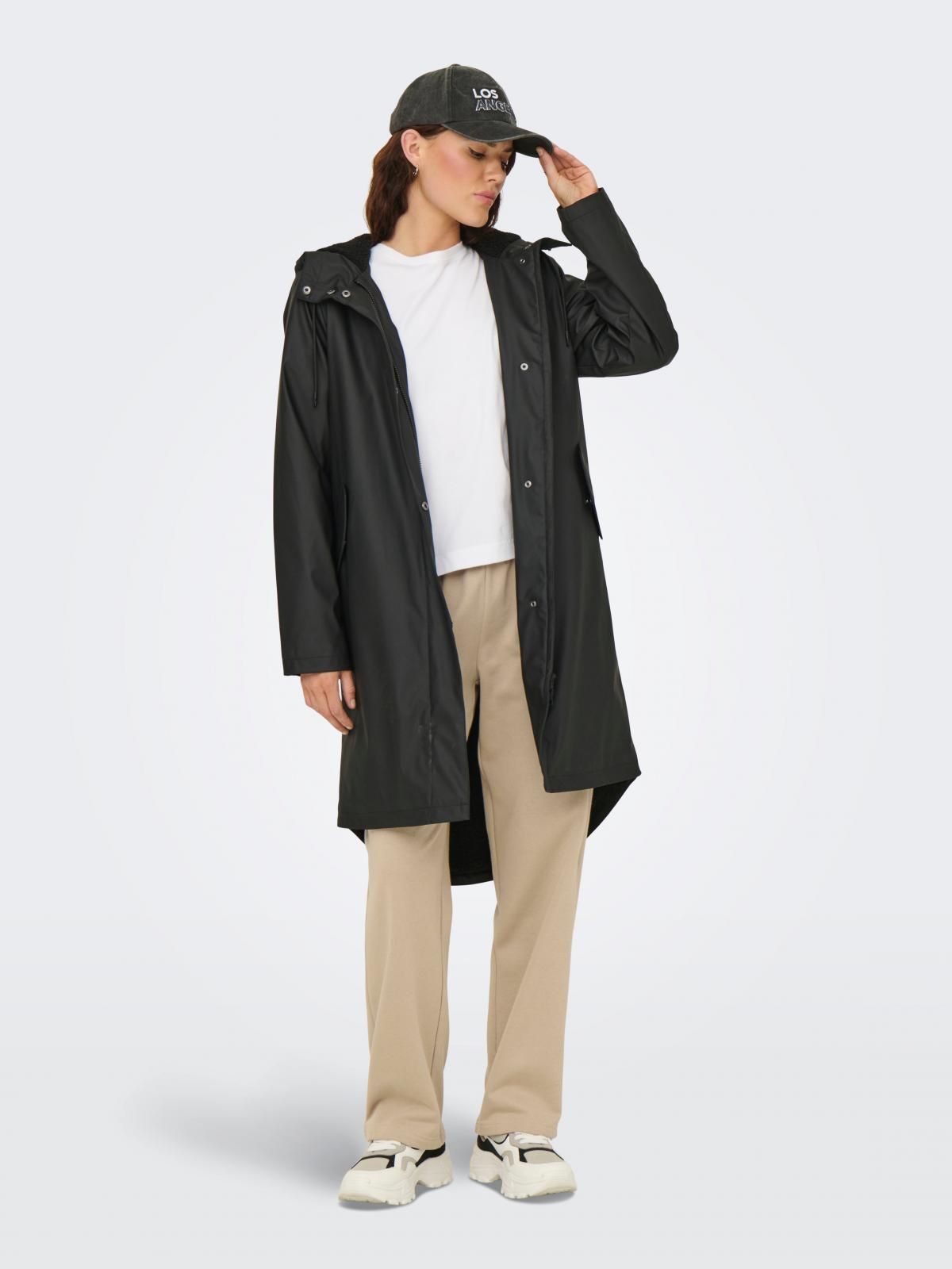 온리 테크니컬 방수 후드 레인코트 15348809_2161 BLACK / BLACK - 상세 이미지 5
