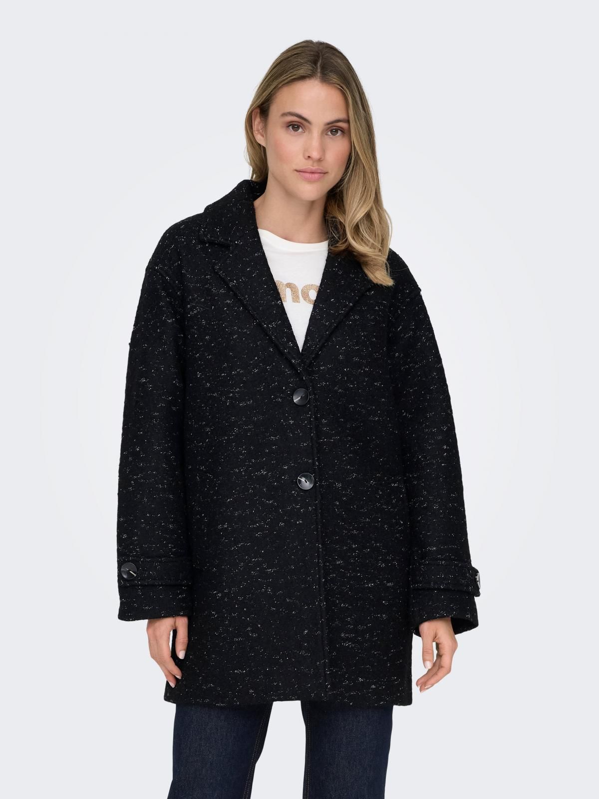 온리 테크니컬 하이넥 롱 코트 15321880_2161_1106995 BLACK / BLACK - 상품 이미지