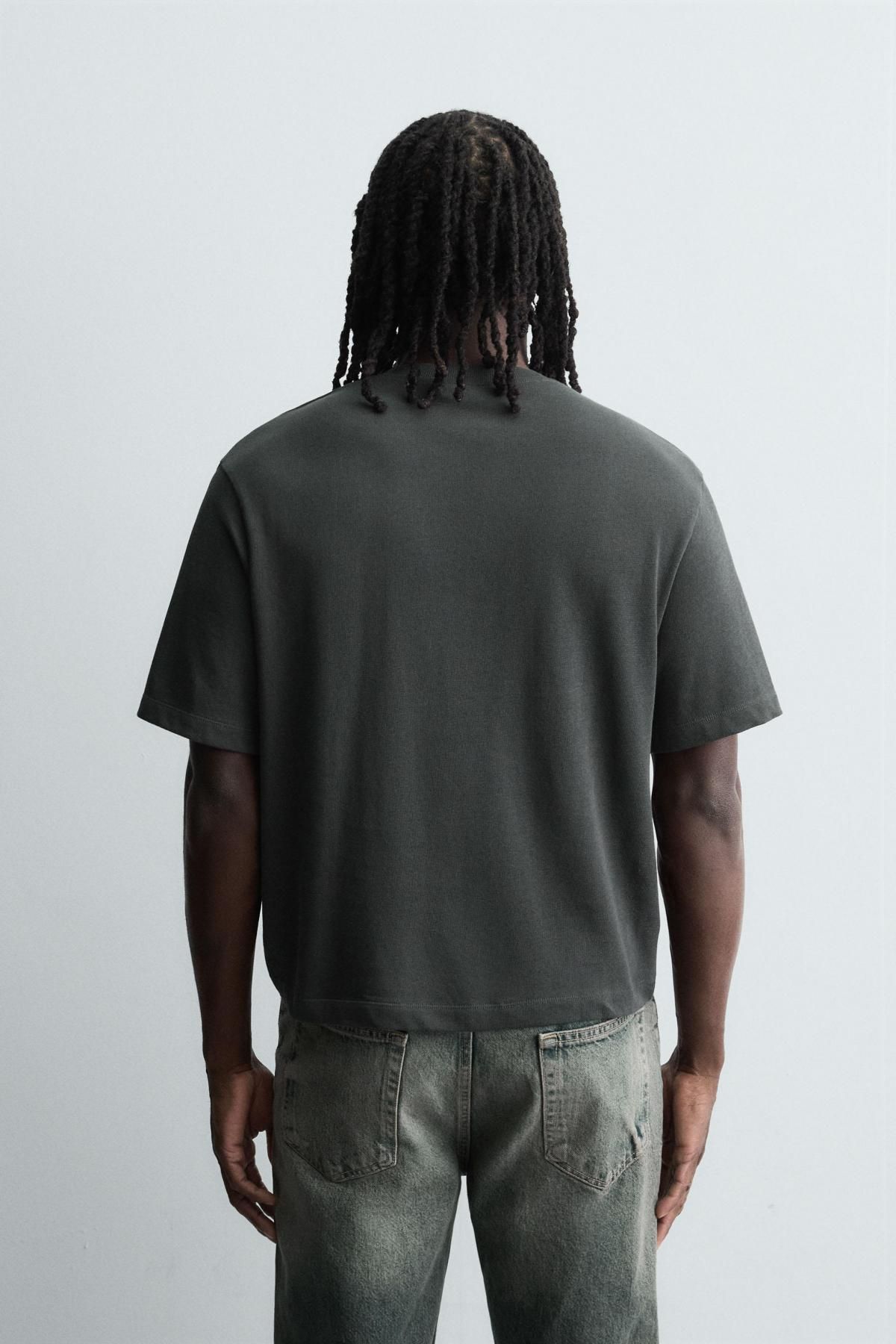 자라 박시핏 코튼 반팔 티셔츠 4231/436 ANTHRACITE GREY - 상세 이미지 4