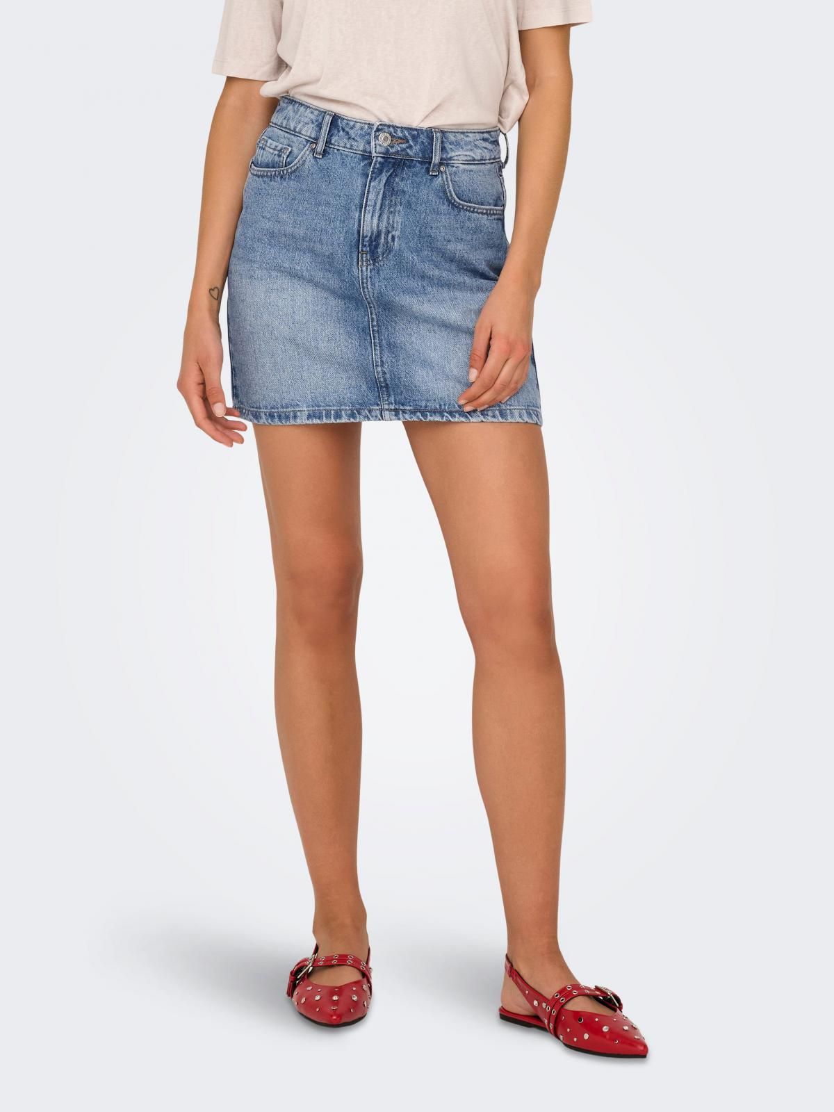 온리 캐주얼 데님 미니 스커트 15339630_2116 BLUE / LIGHT BLUE DENIM - 상품 이미지