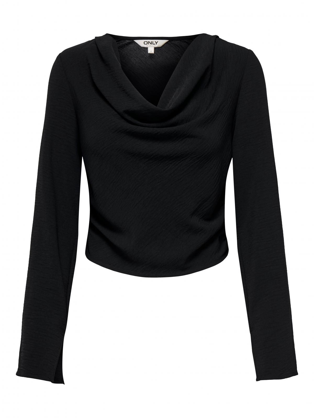 온리 드레이프넥 블라우스 레귤러핏 15340291_2161 BLACK / BLACK - 상세 이미지 3