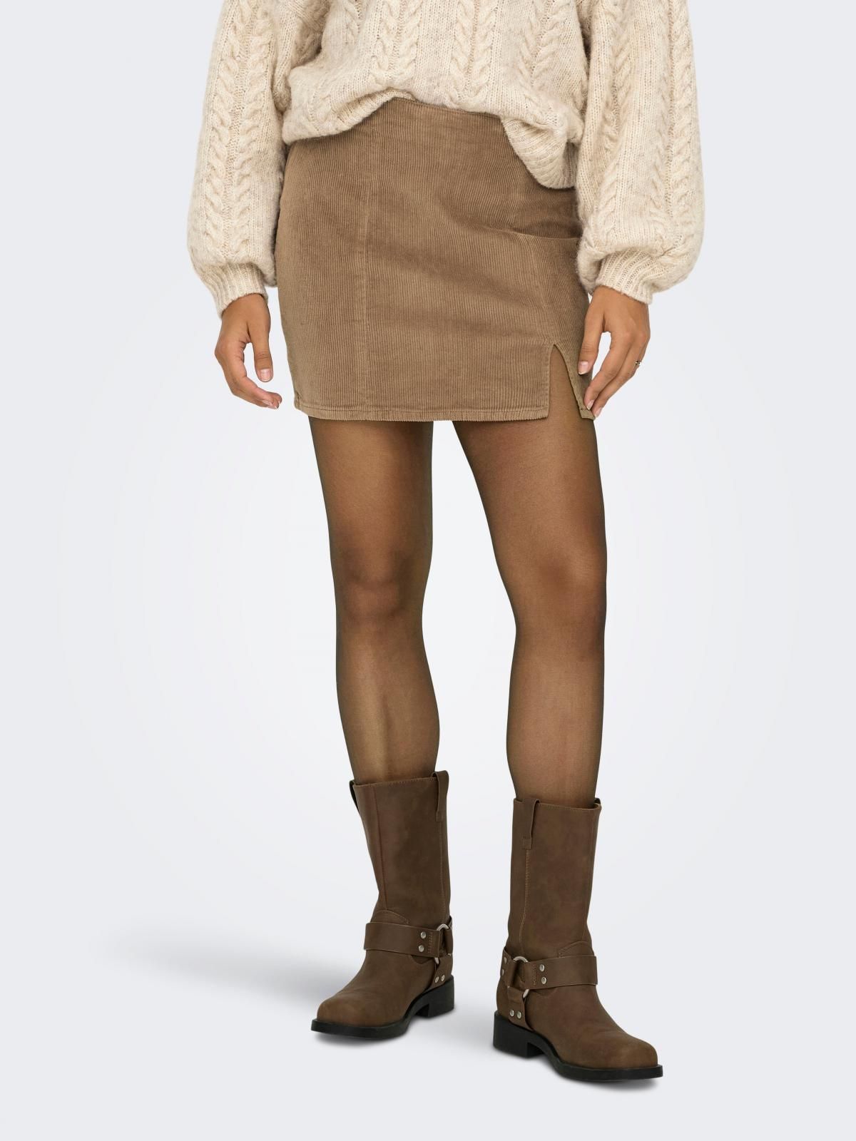 온리 코듀로이 슬릿 지퍼 미니 스커트 15353633_12943 BROWN / COCOA CREME - 메인 이미지