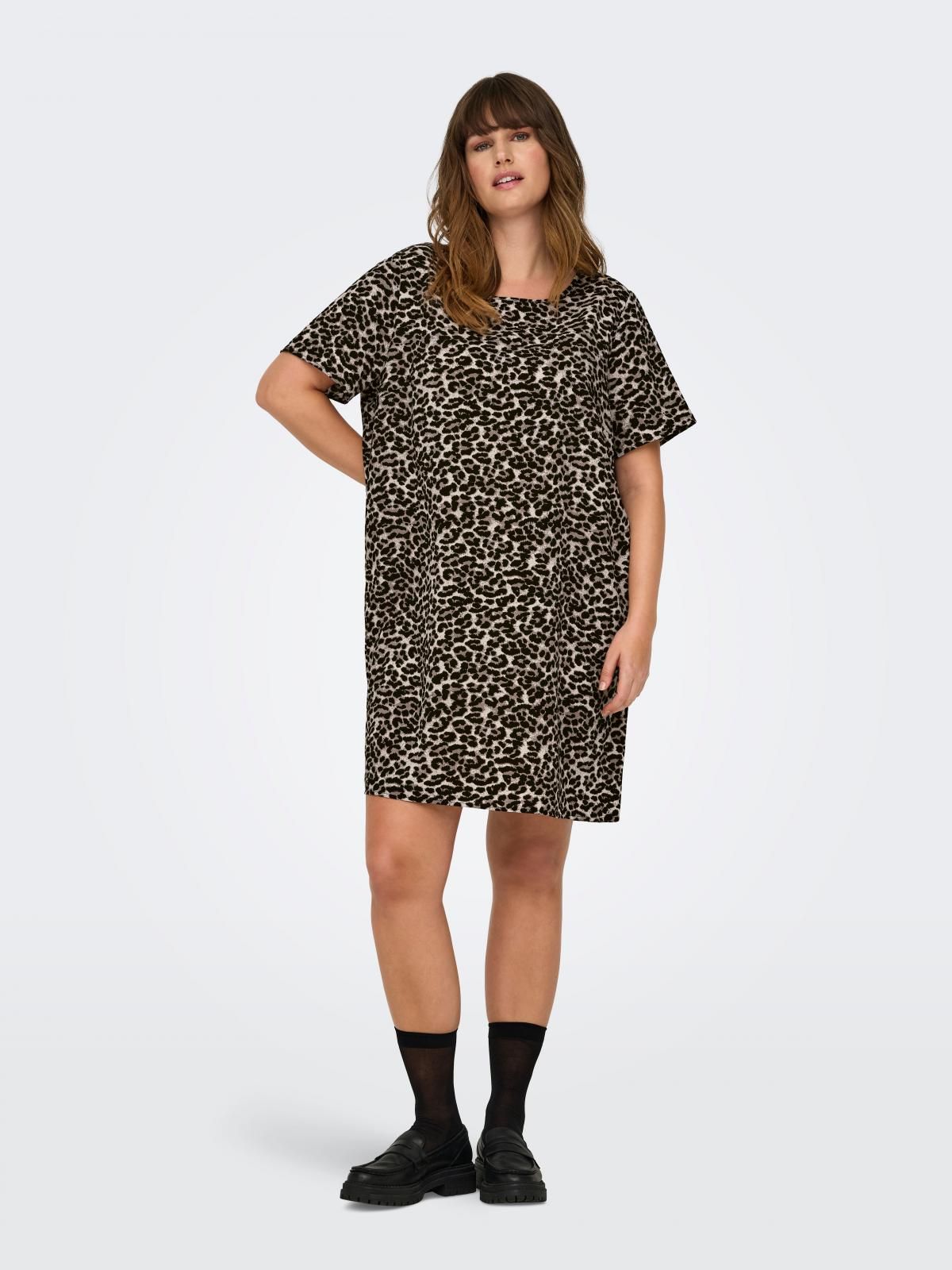 온리 레오파드 루즈핏 미니 원피스 15252999_115_1189368 BEIGE / PUMICE STONE - 상품 이미지