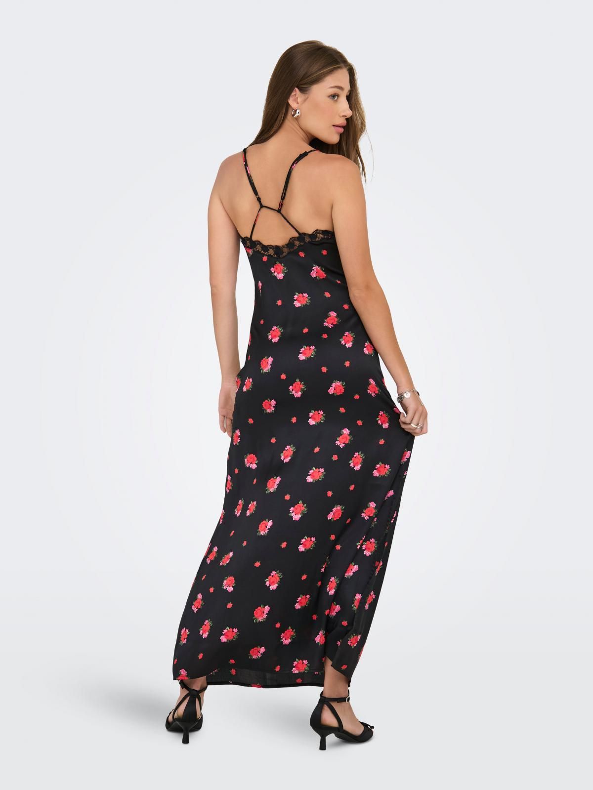 온리 슬림핏 플라워 롱 레이스 캐미솔 원피스 15366885_2161_1245961 BLACK / BLACK - 상세 이미지 2