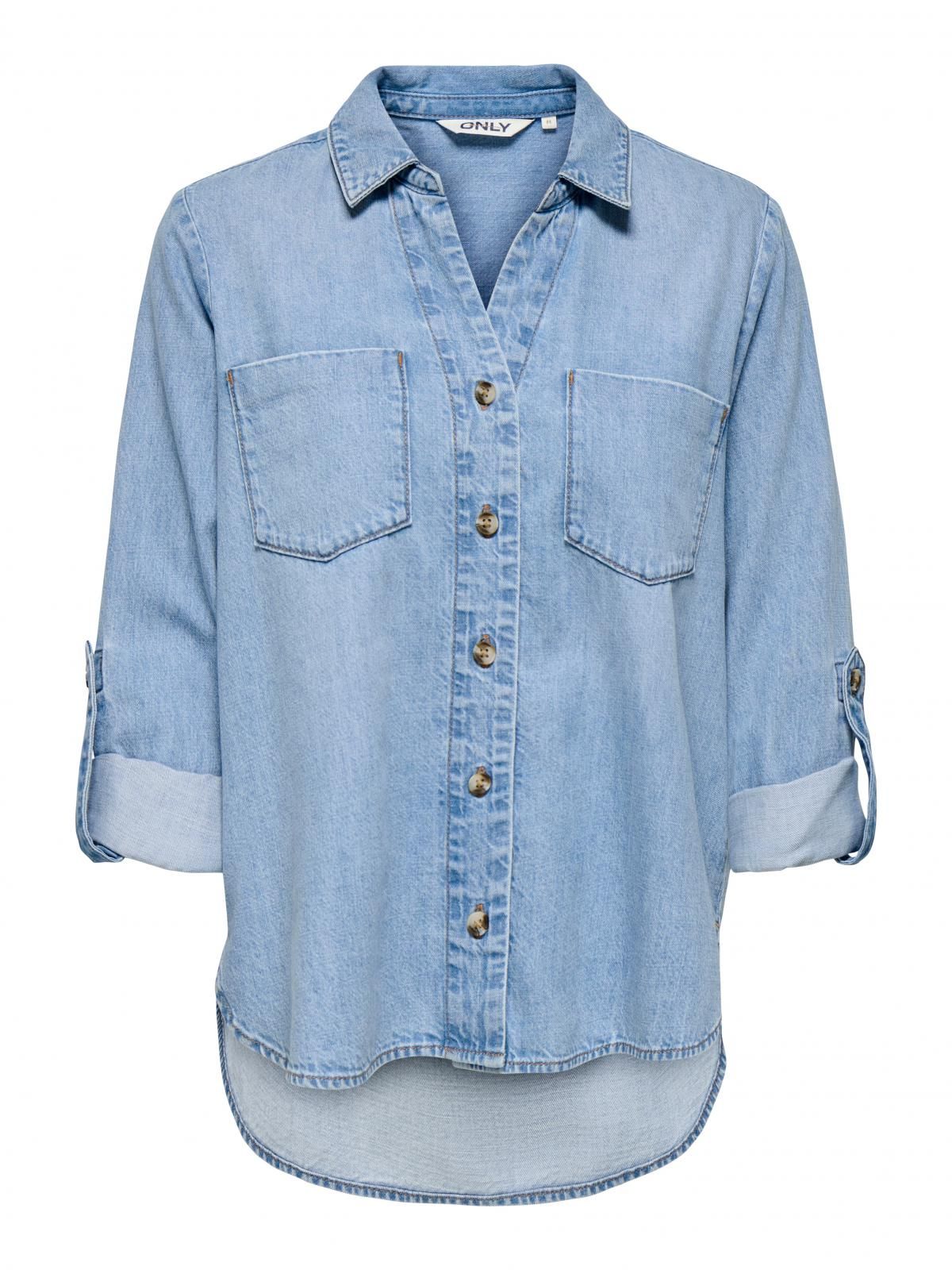 온리 데님 스탠다드핏 롱슬리브 셔츠 15361370_2116 BLUE / LIGHT BLUE DENIM - 상세 이미지 3
