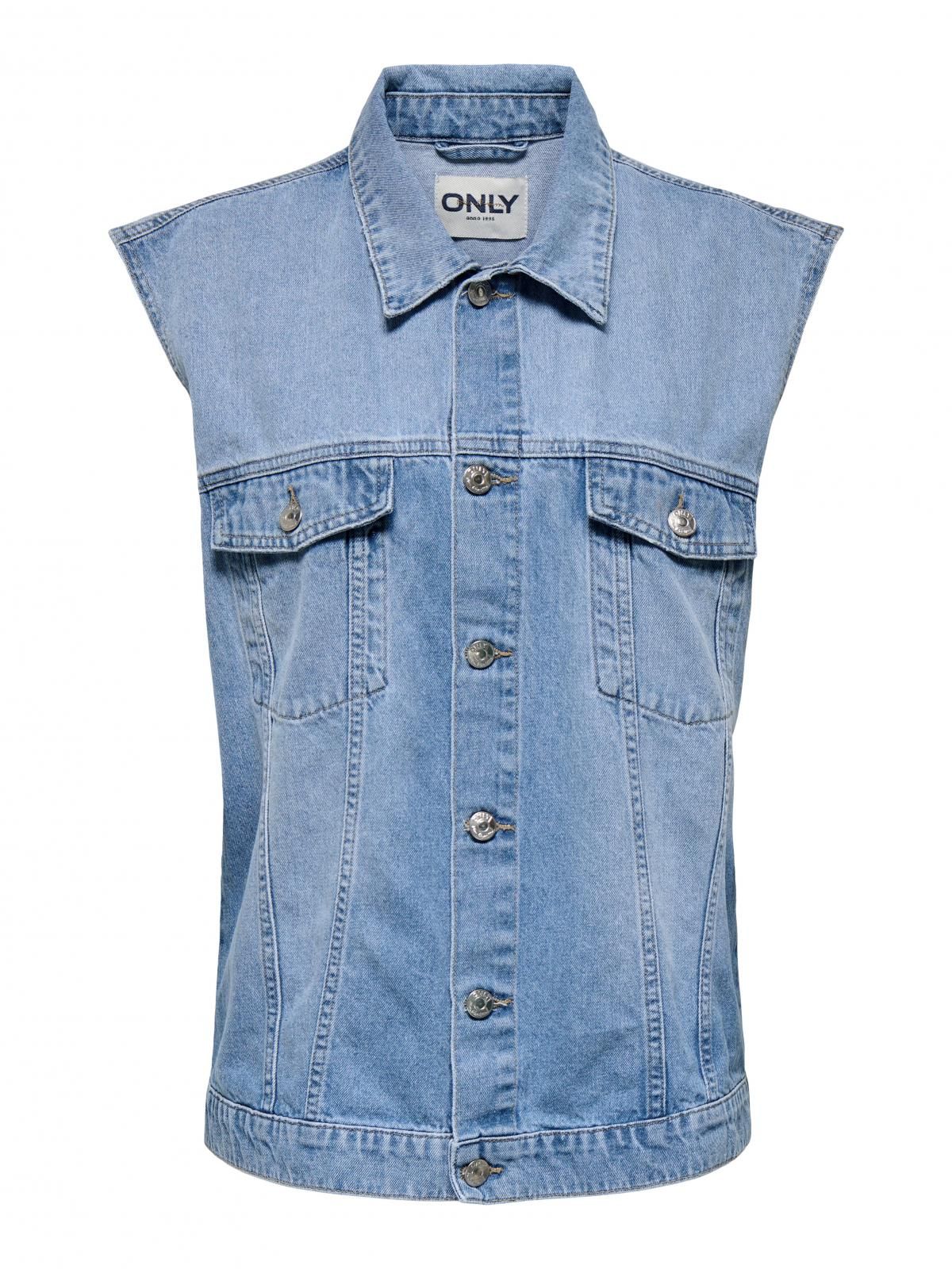 온리 미드워시 데님 베스트 버튼 포켓 15350324_2116 BLUE / LIGHT BLUE DENIM - 상세 이미지 3