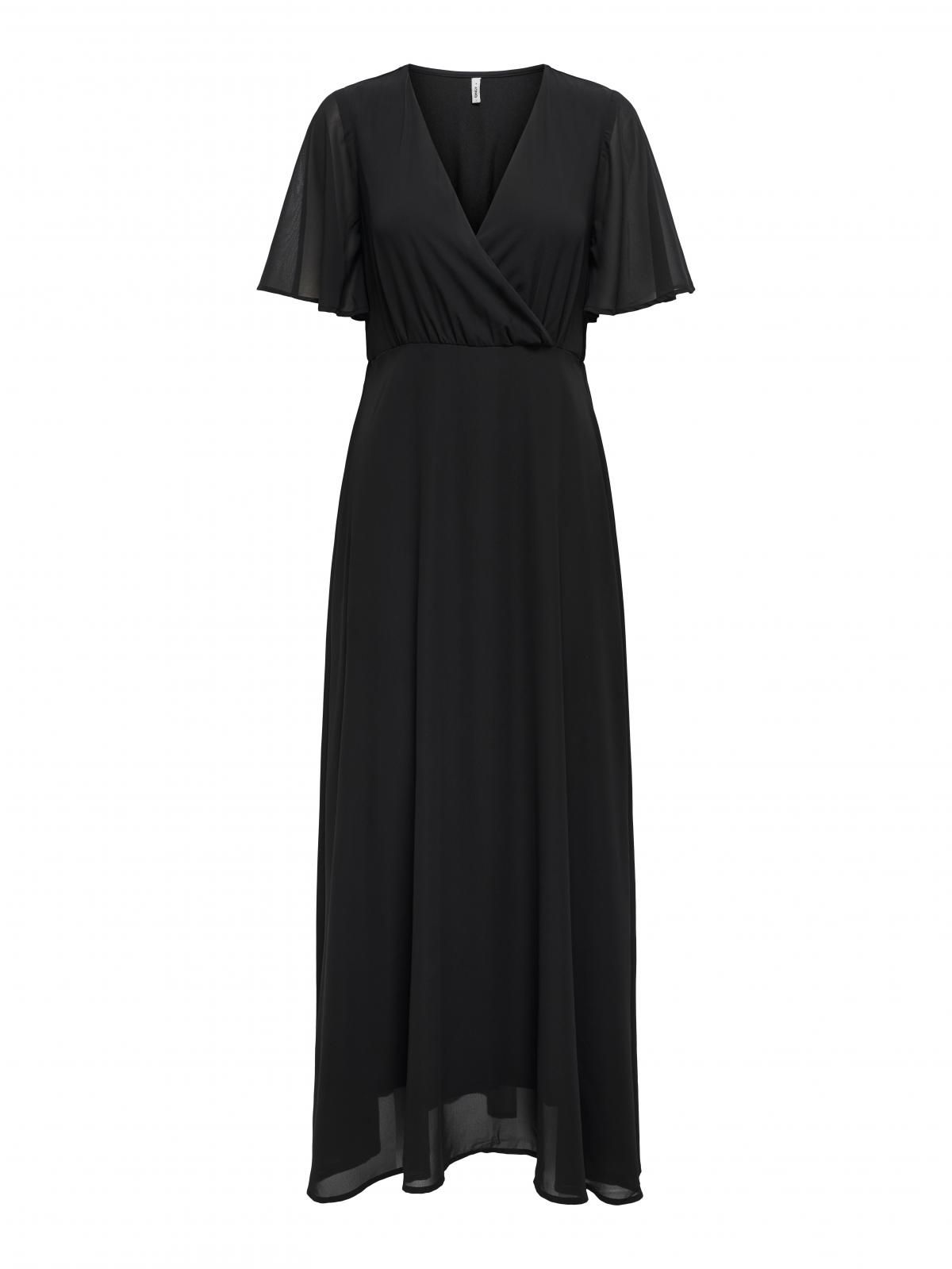 온리 블랙 브이넥 랩 롱 원피스 15347968_2161 BLACK / BLACK - 상세 이미지 3
