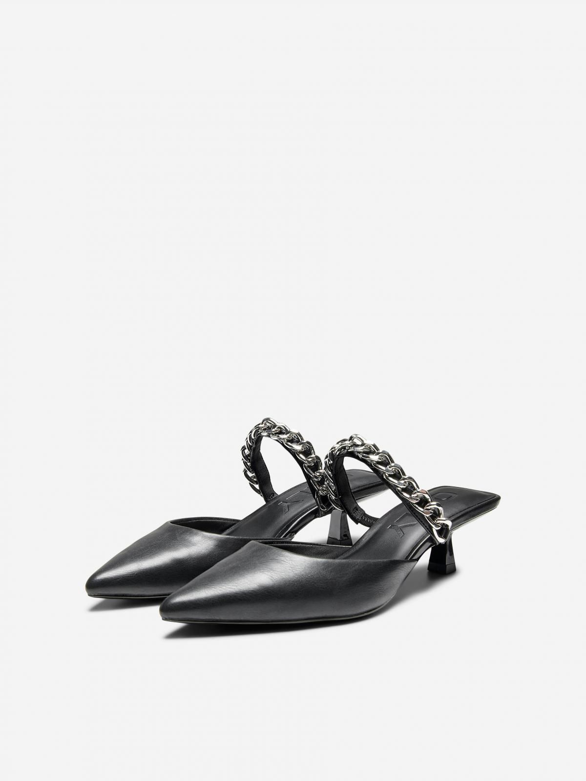 온리 체인 스트랩 블랙 로우힐 뮬 15278231_2161_1006619 BLACK / BLACK - 상세 이미지 5