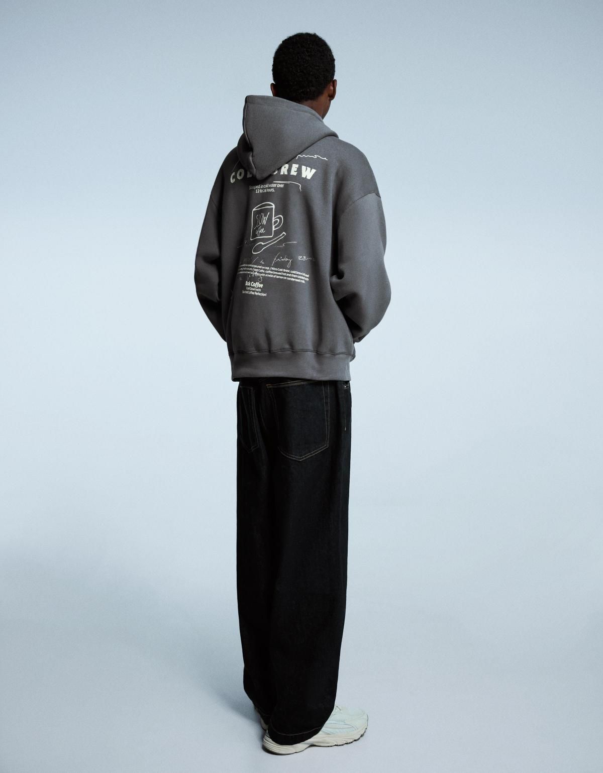 버쉬카 프린트 후드 스웨트셔츠 그레이 7409/498 DARK GREY 이미지 7