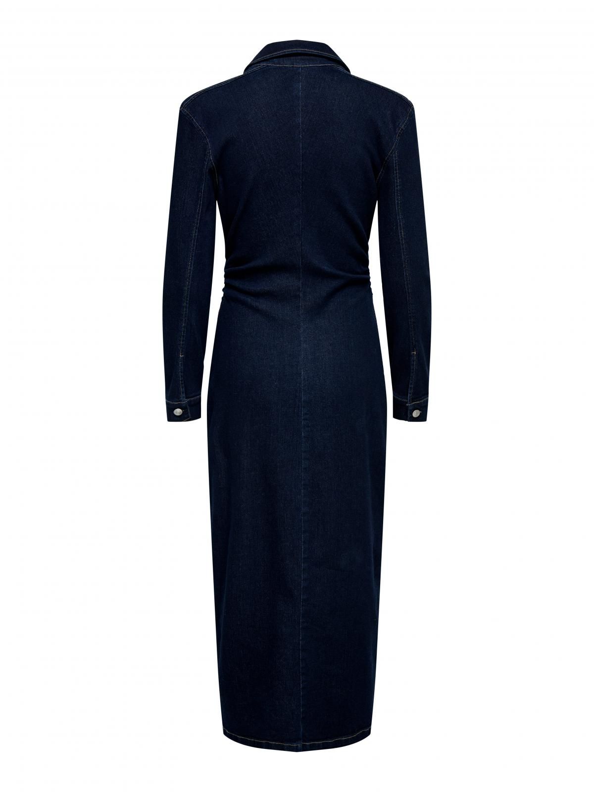 온리 데님 슬림핏 셔츠 롱 원피스 15353746_2114 BLUE / DARK BLUE DENIM - 상세 이미지 4