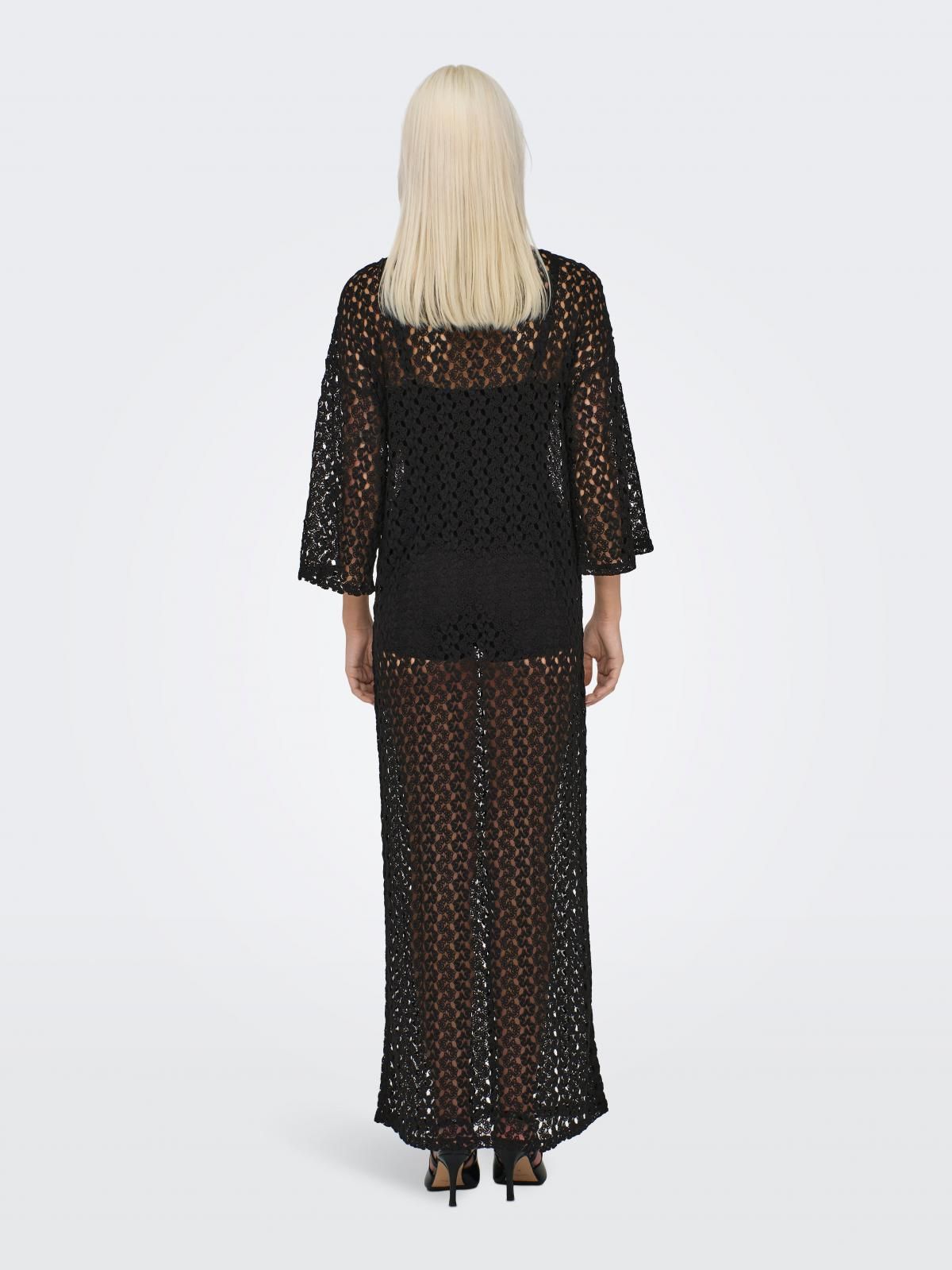 온리 레이스 롱 원피스 브이넥 시스루 15323312_2161 BLACK / BLACK - 상세 이미지 2