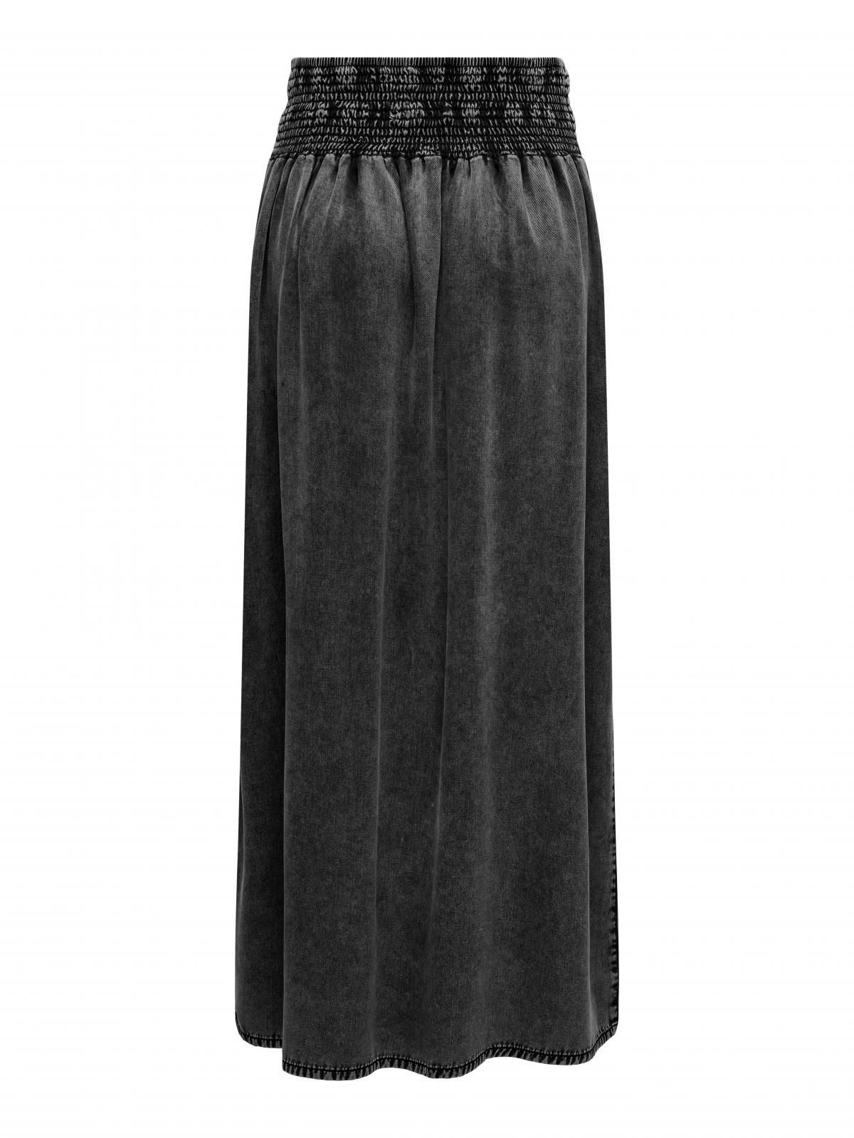 온리 하이웨이스트 롱 스커트 밴딩 캐주얼 15320036_8183 BLACK / WASHED BLACK - 상세 이미지 4