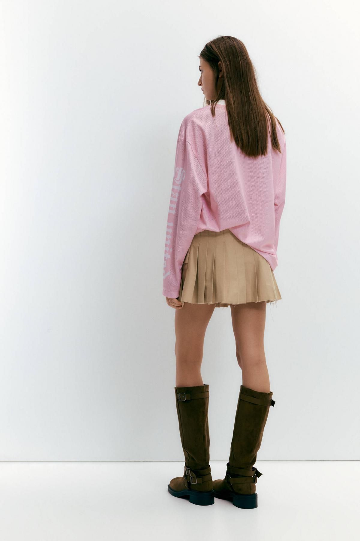 풀앤베어 그래픽 메쉬 풋볼 긴팔 티셔츠 핑크 7153/383 PINK - 상세 이미지 5