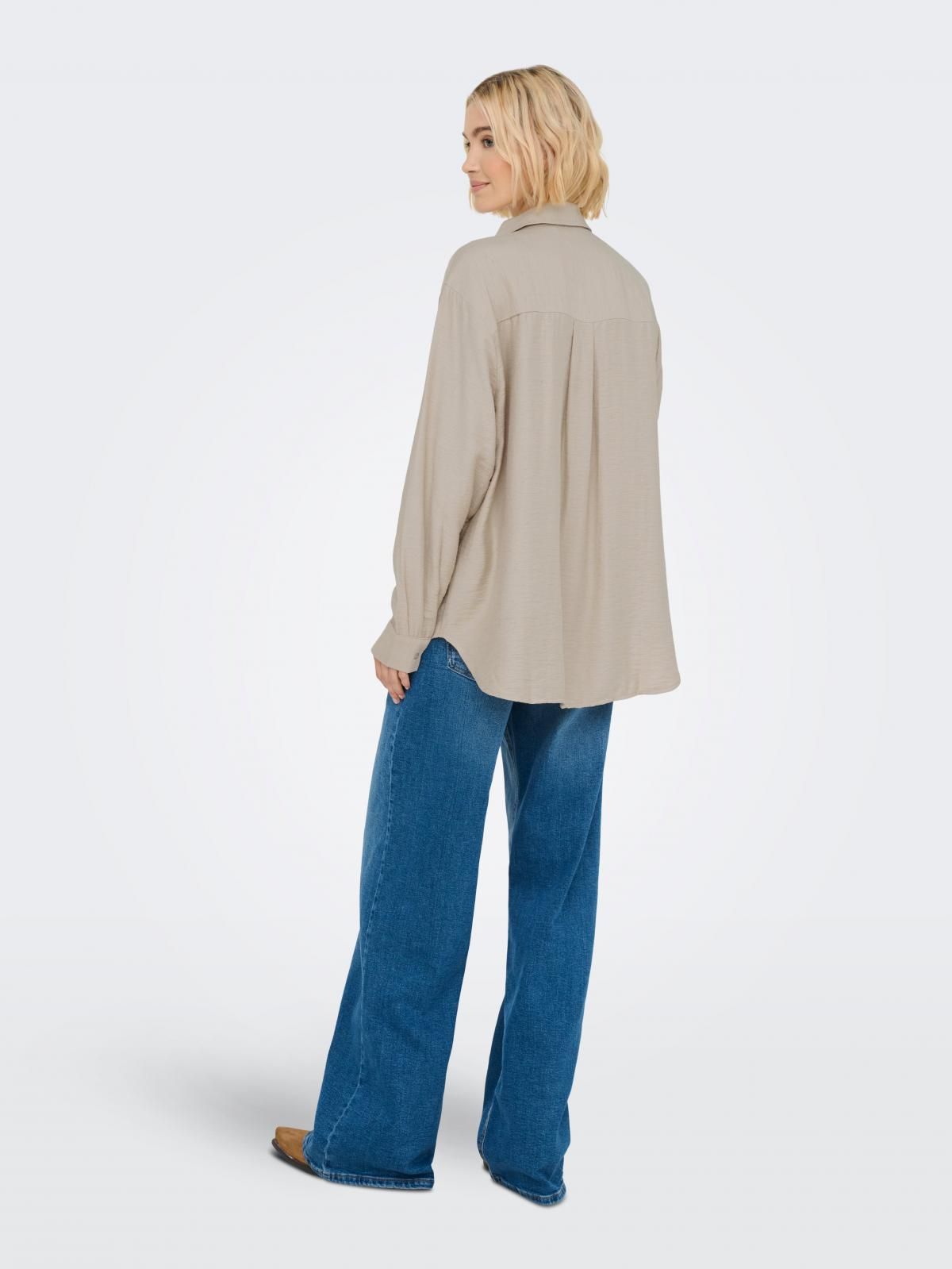 온리 오버핏 베이직 테크니컬 긴팔 셔츠 15368603_108 GREY / OXFORD TAN - 상세 이미지 2