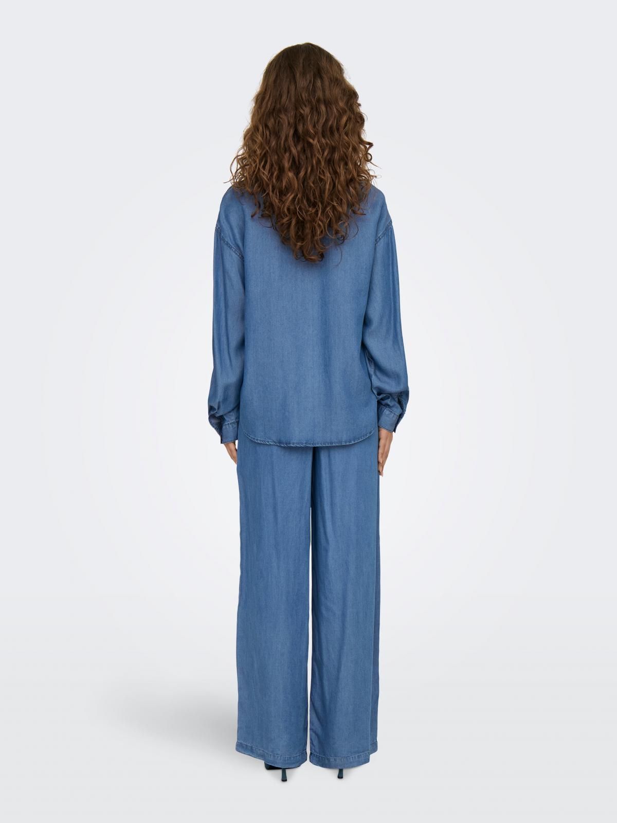 온리 루즈핏 데님 셔츠 15337928_2115 BLUE / MEDIUM BLUE DENIM - 상세 이미지 2