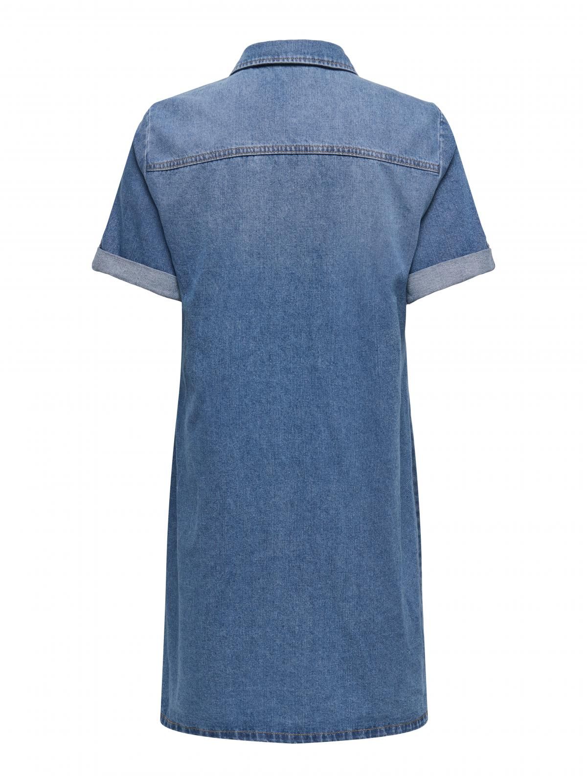 온리 데님 셔츠카라 미니 원피스 15353176_2115 BLUE / MEDIUM BLUE DENIM - 상세 이미지 4