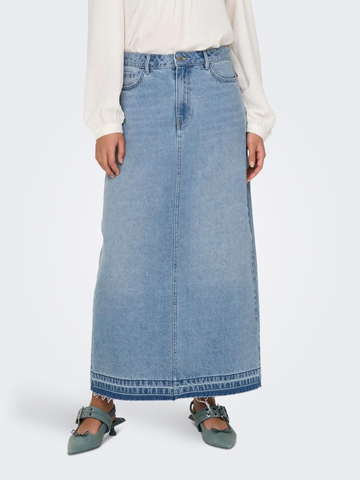 제이디와이 트렌디 데님 롱 스커트 백슬릿 15327478_2116 BLUE / LIGHT BLUE DENIM - 상품 이미지