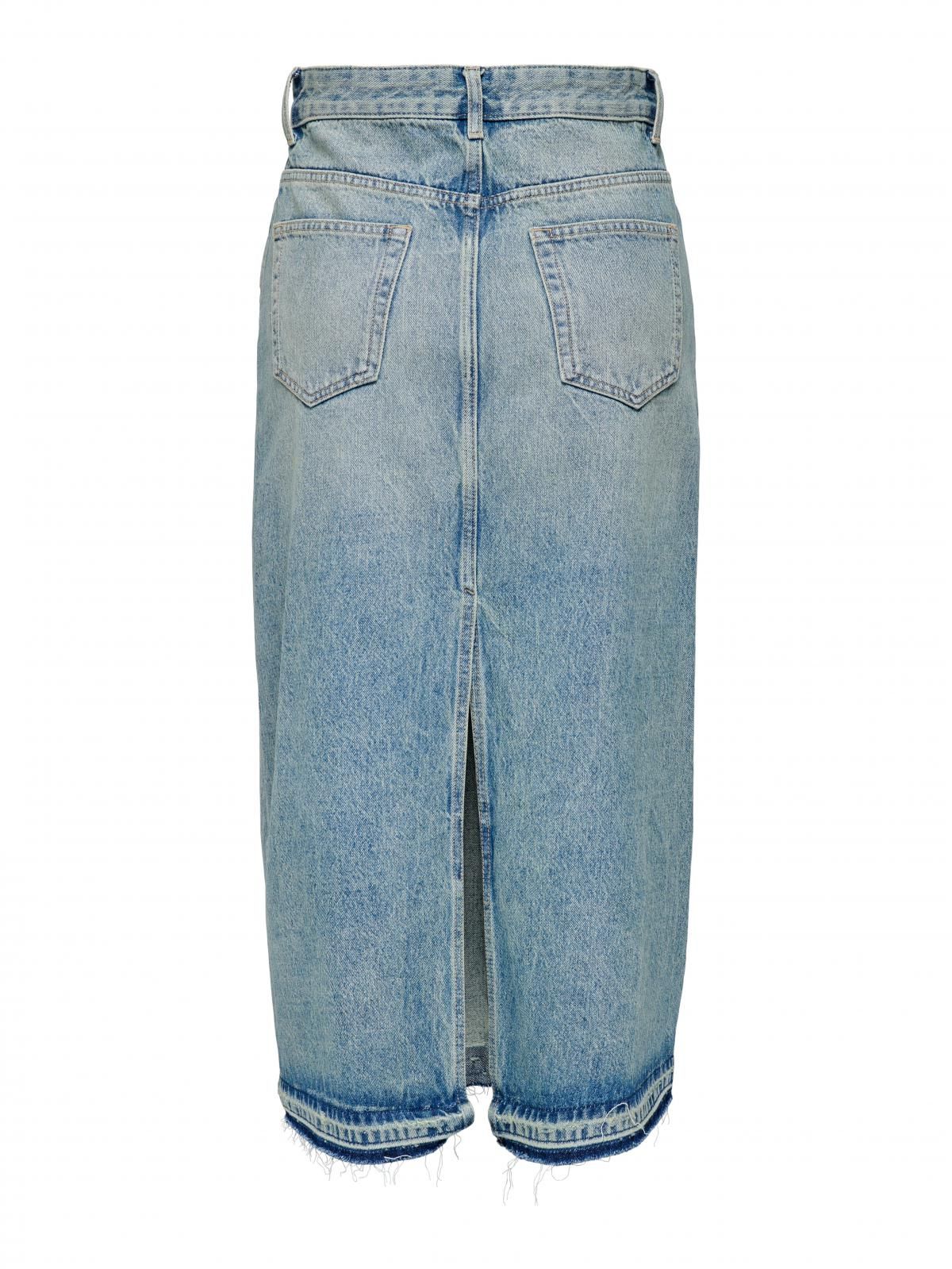 온리 데님 롱 스커트 내추럴 코튼 15329944_2115_1131324 BLUE / MEDIUM BLUE DENIM - 상세 이미지 4