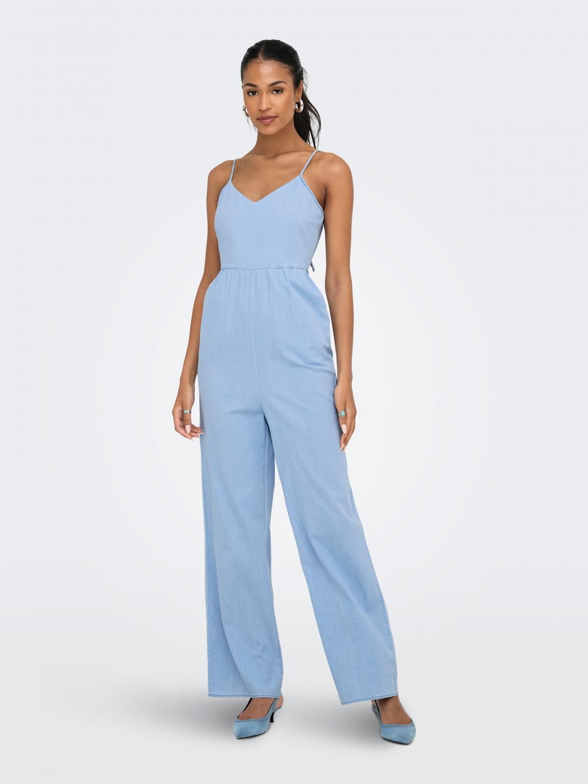 온리 코튼 슬림핏 스트랩 점프수트 15358782_2116 BLUE / LIGHT BLUE DENIM - 상품 이미지