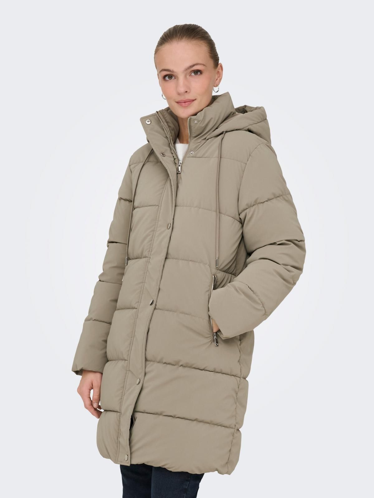 온리 베이직 후드 롱 패딩 점퍼 15370005_119 GREY / BRINDLE - 상품 이미지