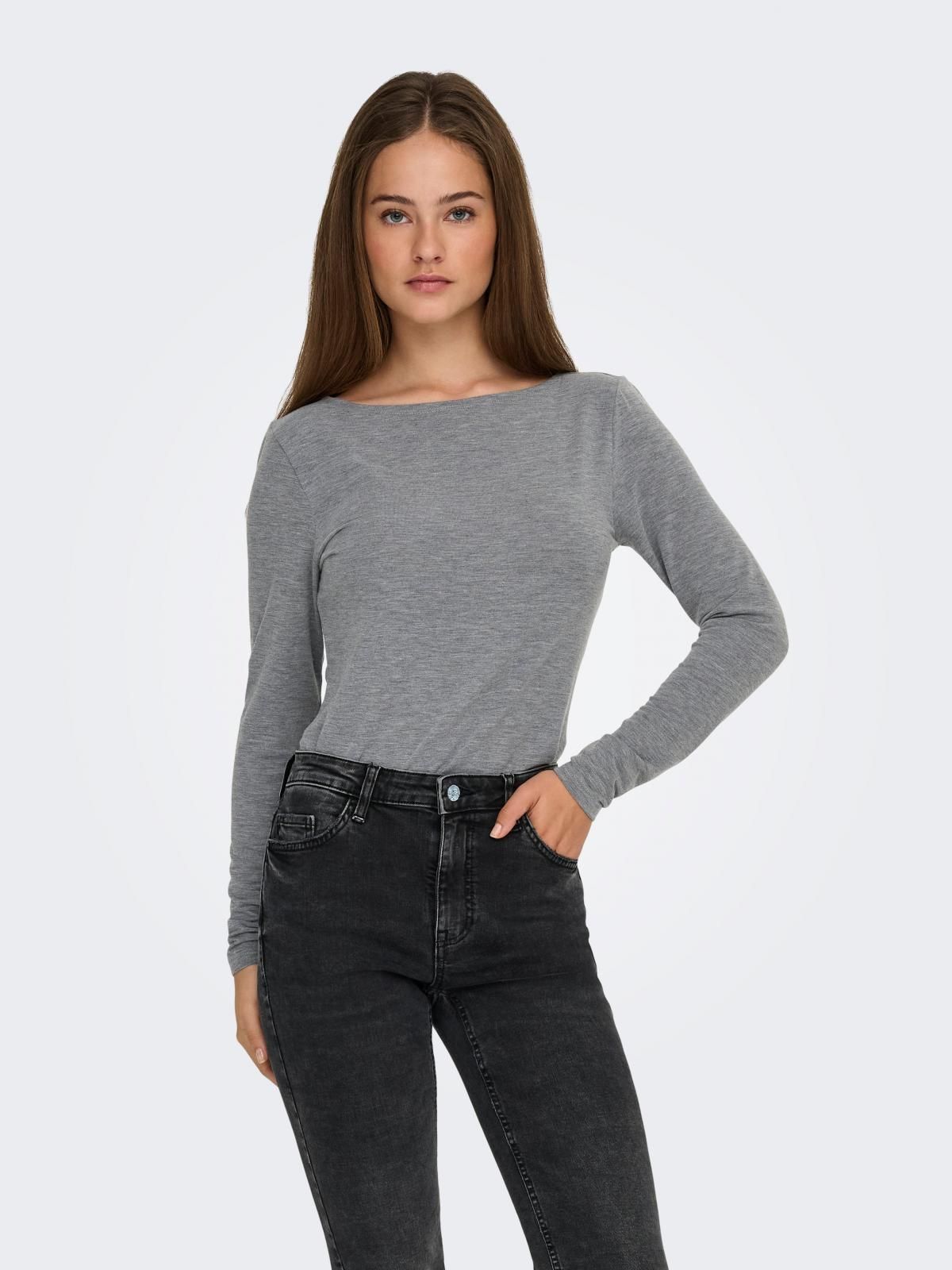 제이디와이 베이직 보트넥 롱슬리브 티셔츠 15357381_2383 GREY / DARK GREY MELANGE - 상품 이미지