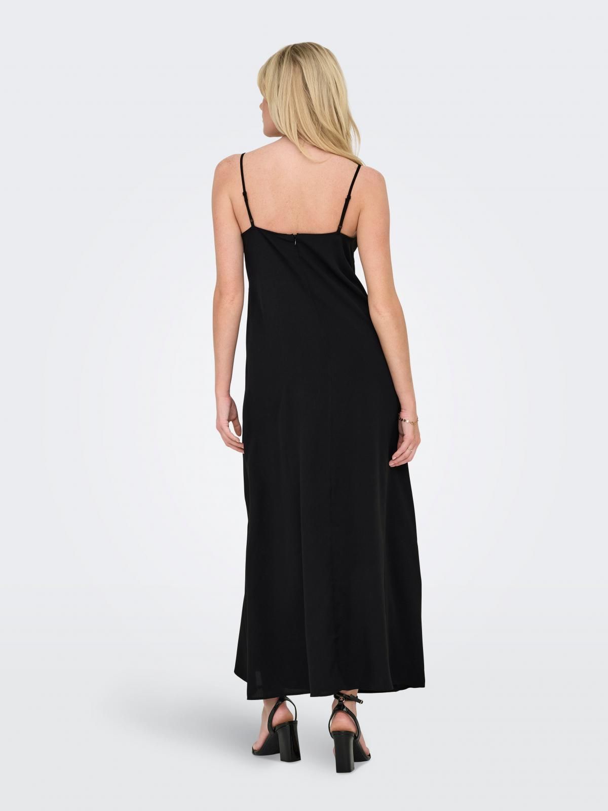 온리 트렌디 브이넥 슬리브리스 롱 원피스 15352895_2161 BLACK / BLACK - 상세 이미지 2