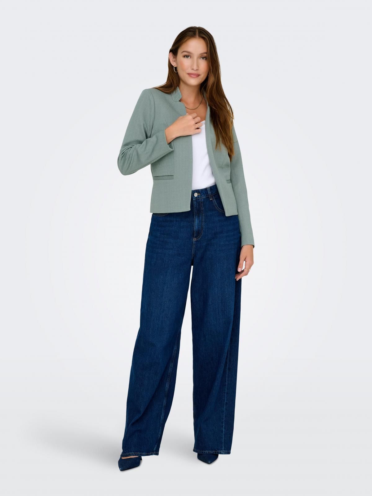 온리 테일러드 미니멀 블레이저 15351247_1618_1195725 GREEN / LILY PAD - 상세 이미지 5