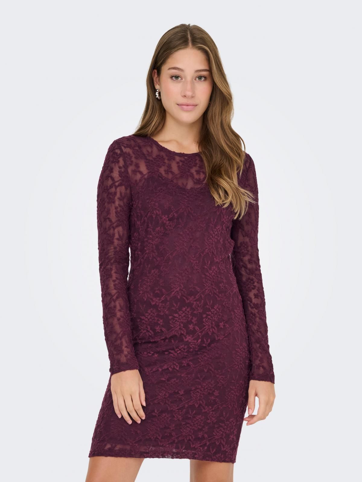 온리 레이스 파티 미니 원피스 버건디 15356156_1045 PURPLE / MAUVE WINE - 상품 이미지
