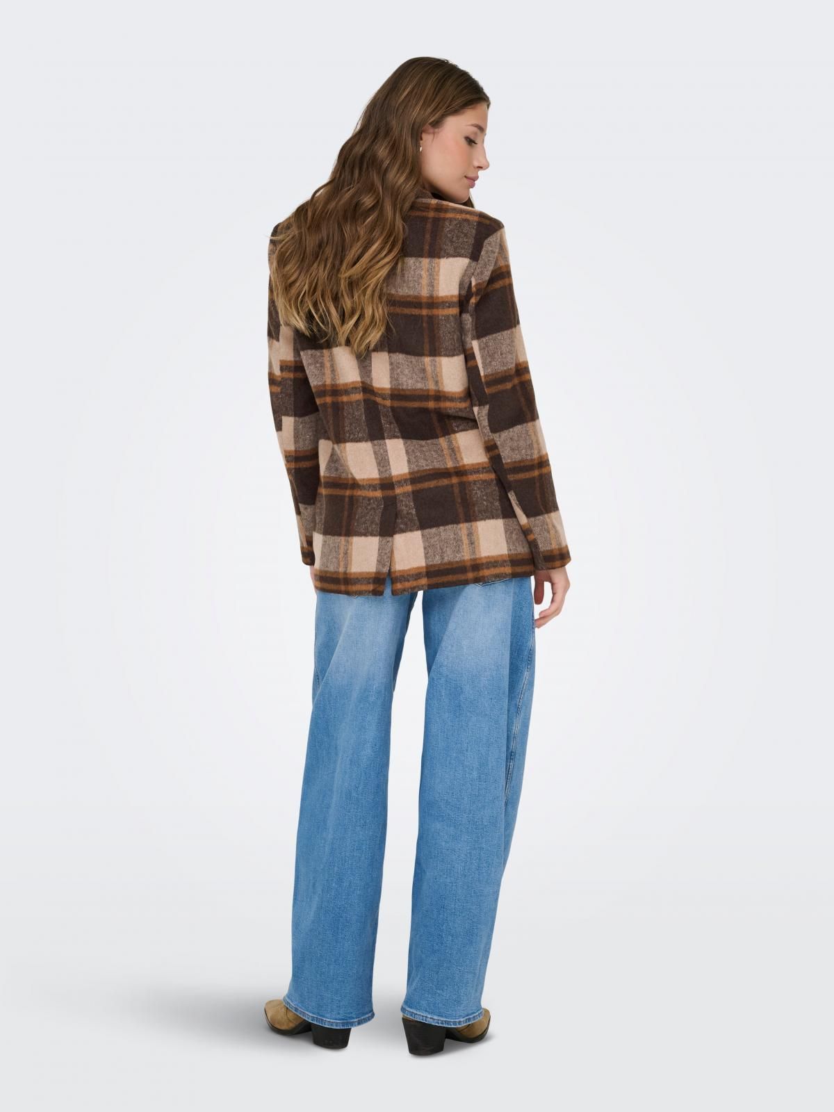 온리 체크 테일러드 블레이저 15368317_111_1250156 BROWN / SILVER MINK - 상세 이미지 2