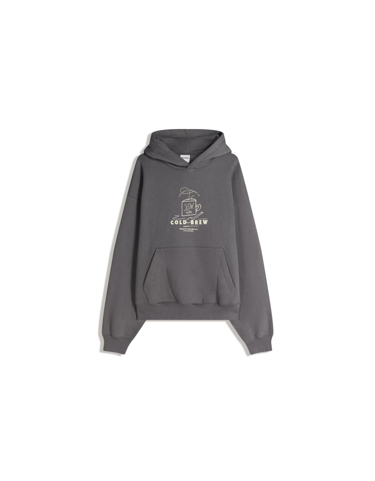 버쉬카 프린트 후드 스웨트셔츠 그레이 7409/498 DARK GREY - 상세 이미지 3