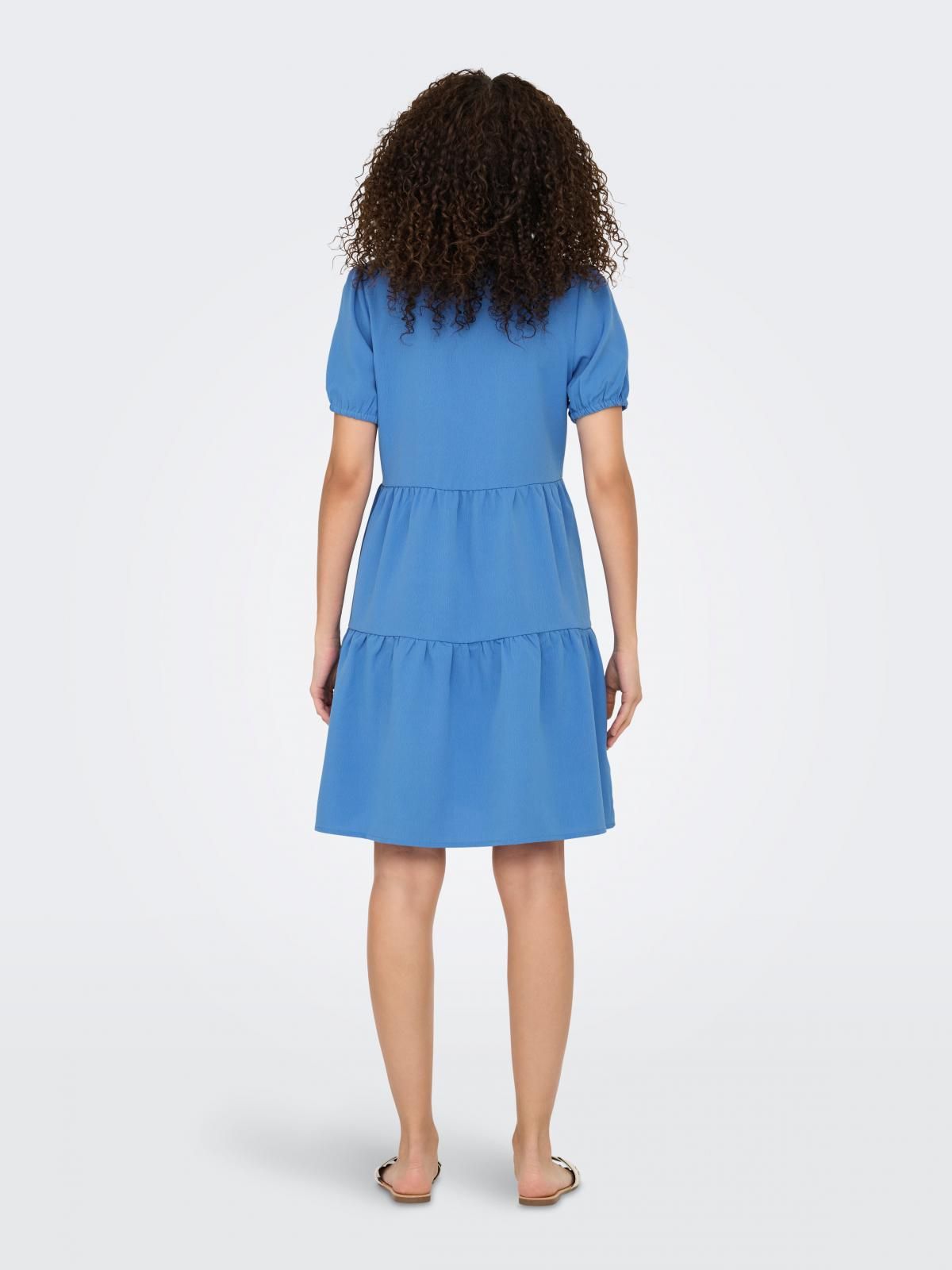 온리 브이넥 티어드 미니 원피스 15342649_1278 BLUE / REGATTA - 상세 이미지 2