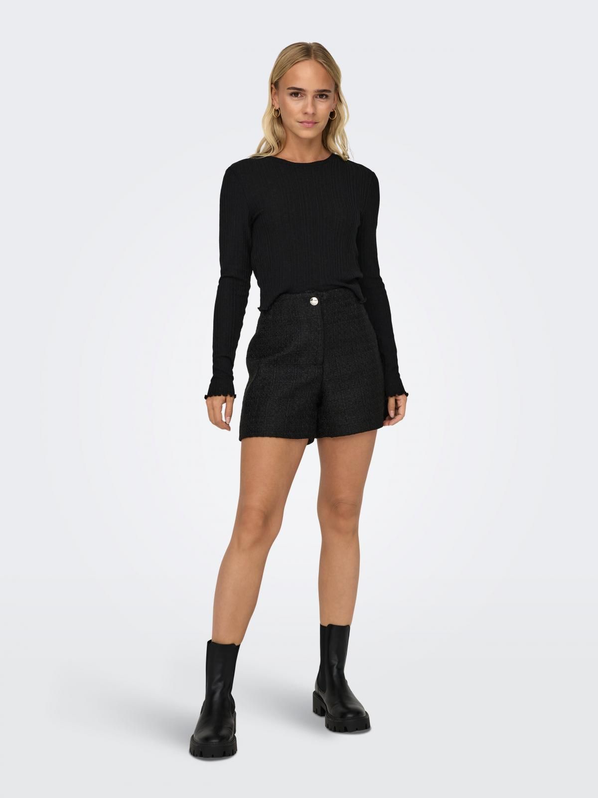 온리 베이직 라운드넥 긴팔 티셔츠 15299623_2161 BLACK / BLACK - 상세 이미지 5