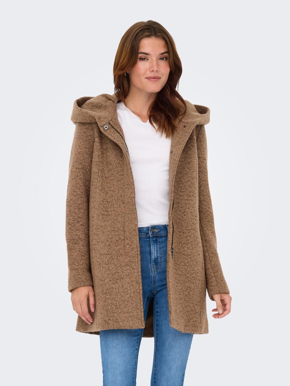 온리 테크니컬 울 후드 롱코트 베이지 15362444_12943_1233449 BROWN / COCOA CREME - 메인 이미지