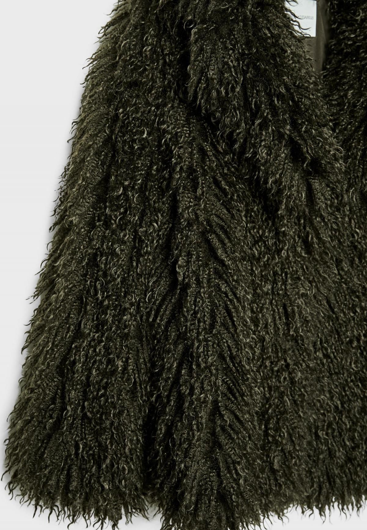 스트라디바리우스 페이크 퍼 미디 코트 5883/943 GREEN - 상세 이미지 3