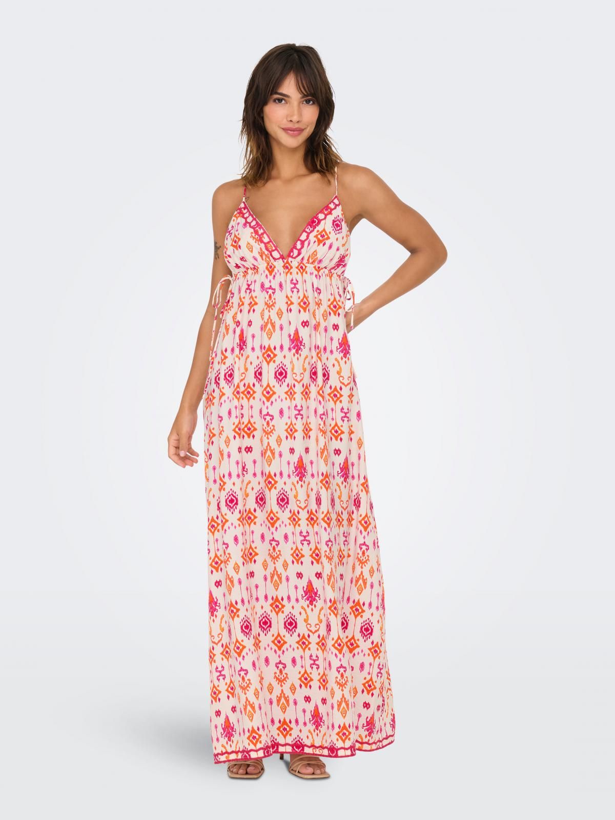 온리 보헤미안 패턴 브이넥 스트랩 롱 원피스 15345903_3032_1178300 - 상품 이미지