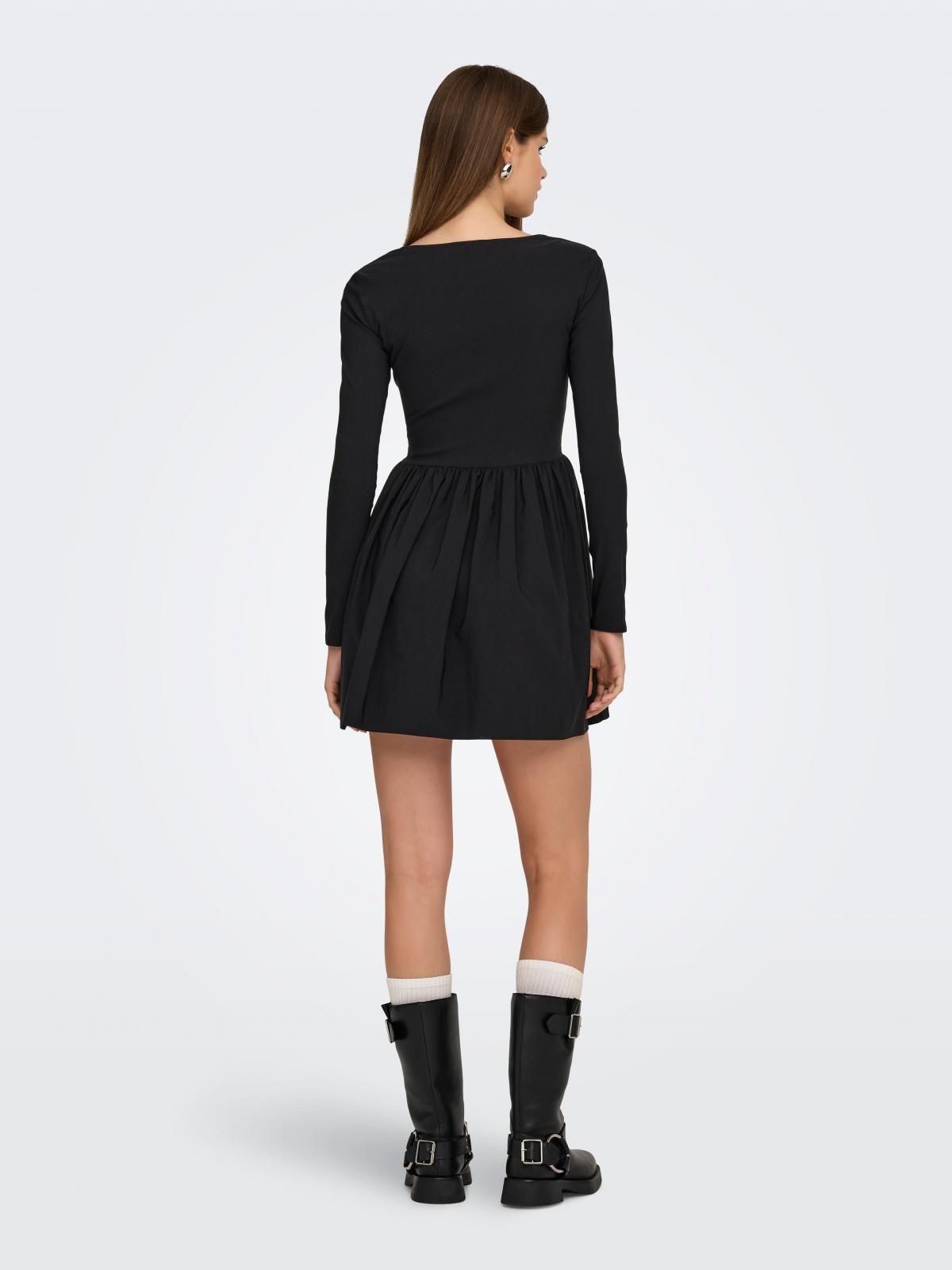 온리 스퀘어넥 미니 원피스 블랙 15365066_2161 BLACK / BLACK - 상세 이미지 2