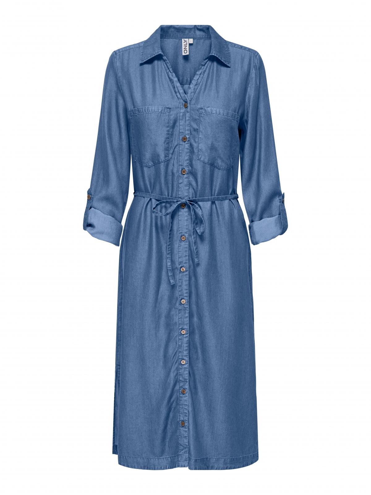 온리 데님 셔츠카라 벨트 미디 원피스 15337931_2115 BLUE / MEDIUM BLUE DENIM - 상세 이미지 3
