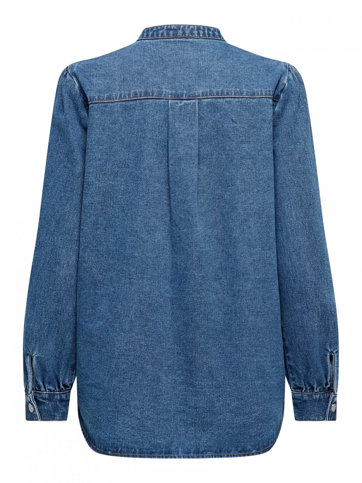 온리 테크니컬 데님 레귤러핏 셔츠 15347085_2115 BLUE / MEDIUM BLUE DENIM - 상세 이미지 4