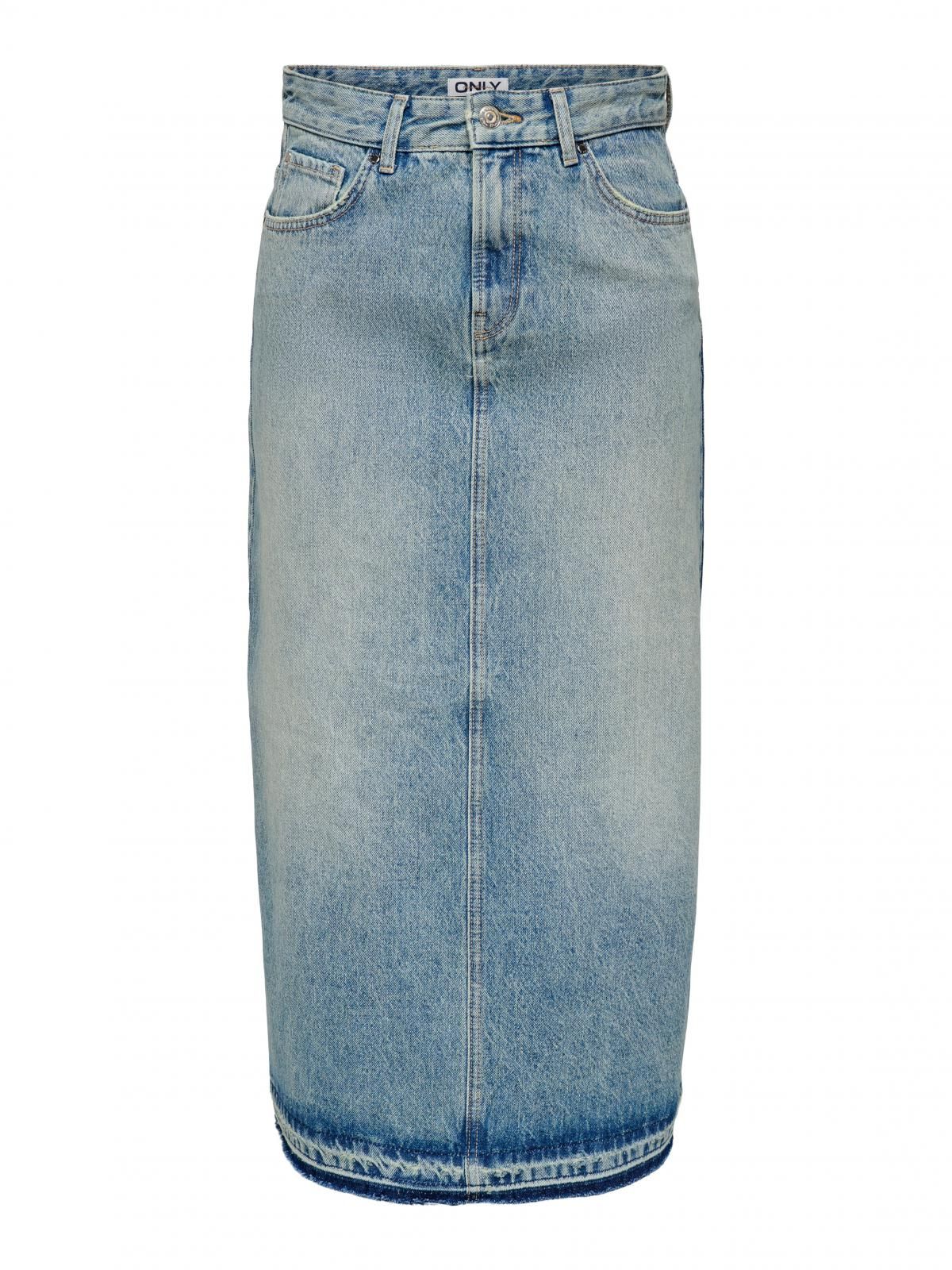 온리 데님 롱 스커트 내추럴 코튼 15329944_2115_1131324 BLUE / MEDIUM BLUE DENIM - 상세 이미지 3