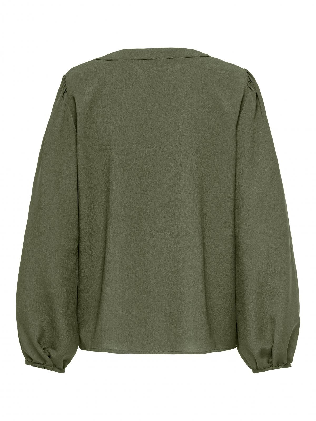 온리 브이넥 벌룬 슬리브 블라우스 15357424_4263 GREEN / KALAMATA - 상세 이미지 4