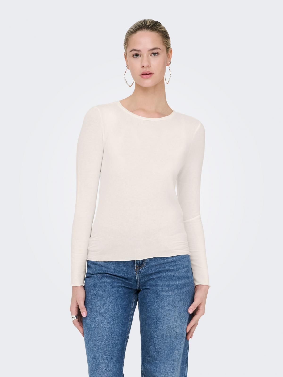 온리 베이직 라운드넥 긴팔 티셔츠 15369016_3 WHITE / EGRET - 상품 이미지