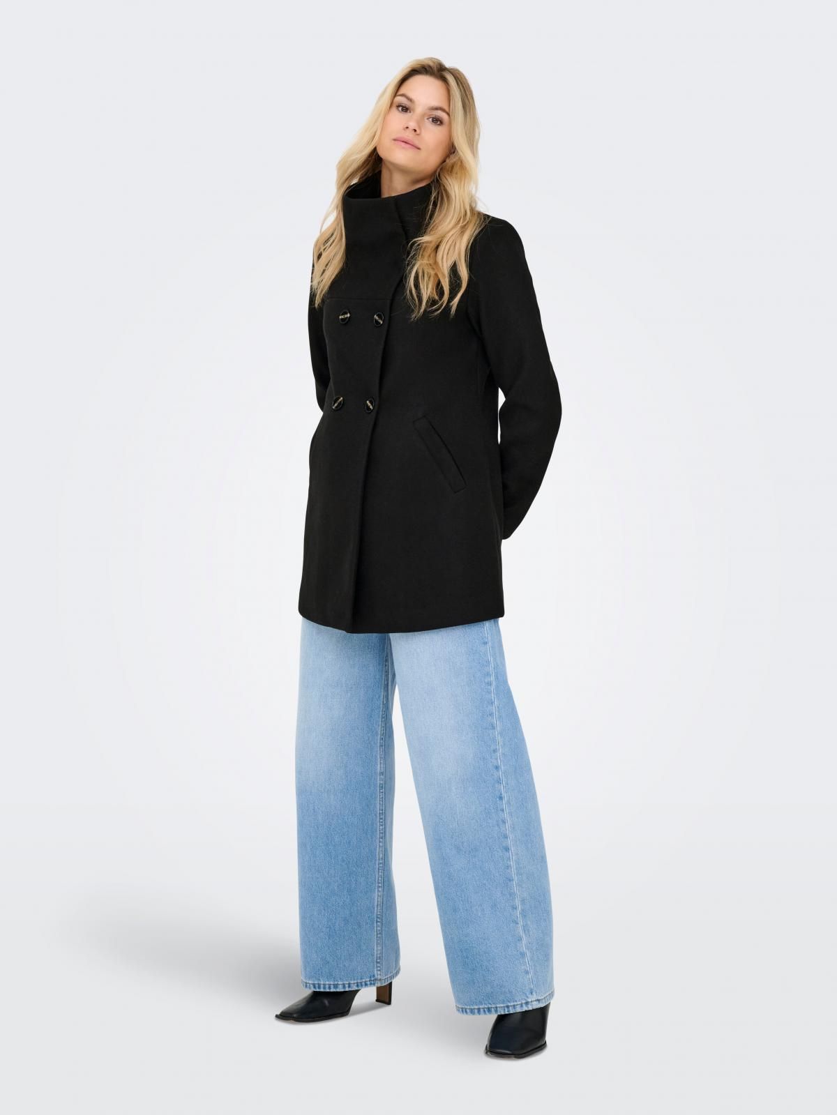 온리 더블버튼 미디 코트 15358884_2161_1244464 BLACK / BLACK - 상세 이미지 5