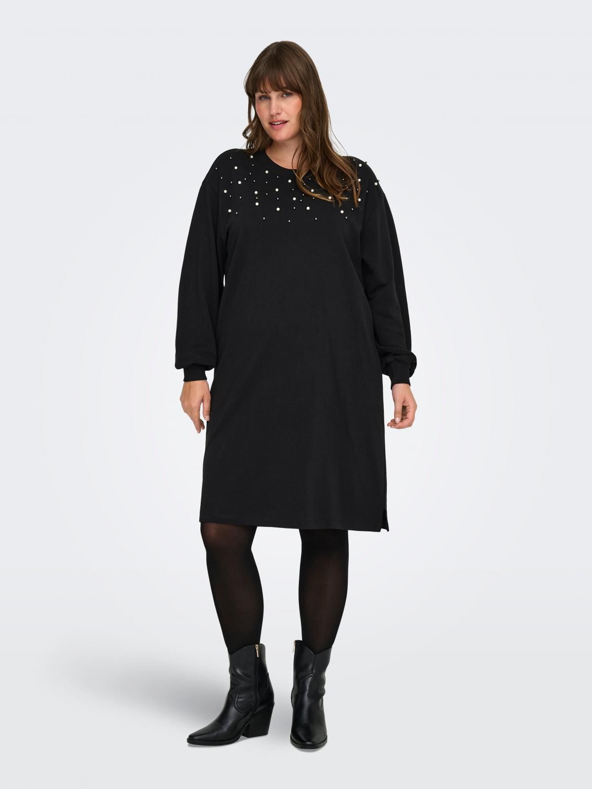 온리 빅사이즈 진주장식 미니 스웨트 원피스 15358644_2161_1244910 BLACK / BLACK - 상세 이미지 2
