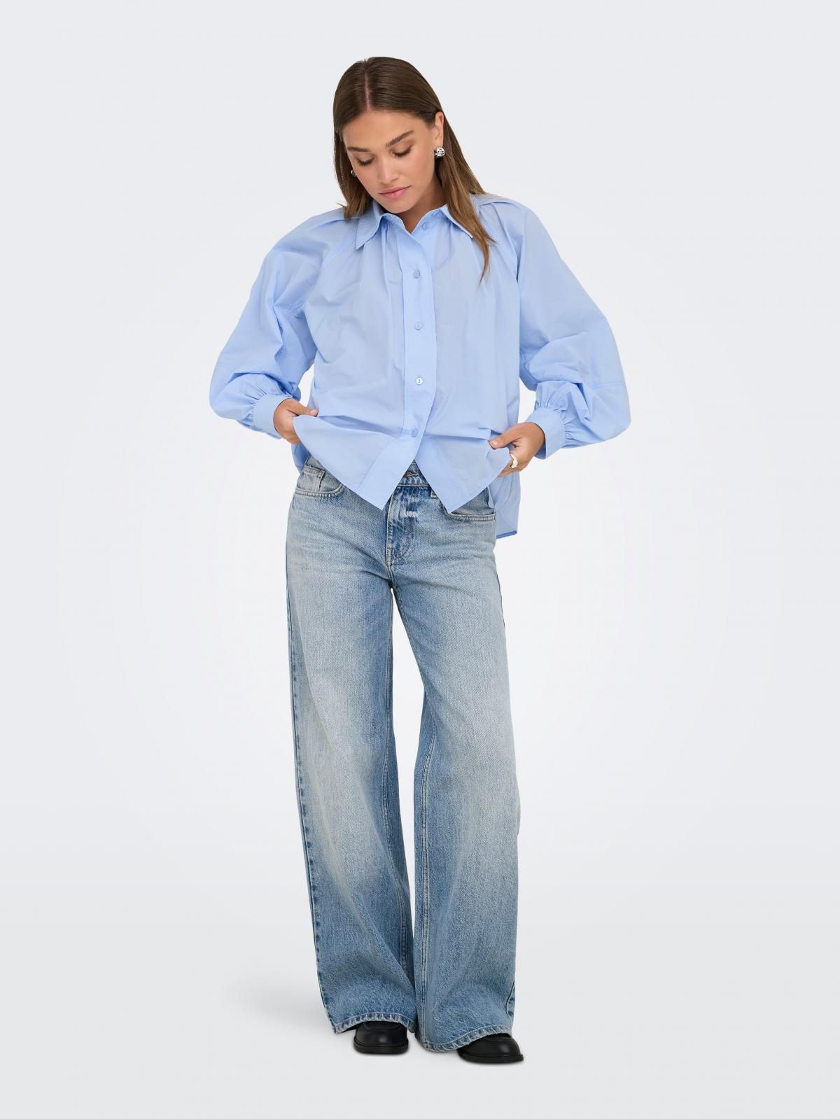 온리 루즈핏 테크니컬 긴팔 셔츠 블루 15370568_1243 BLUE / CASHMERE BLUE - 상세 이미지 5