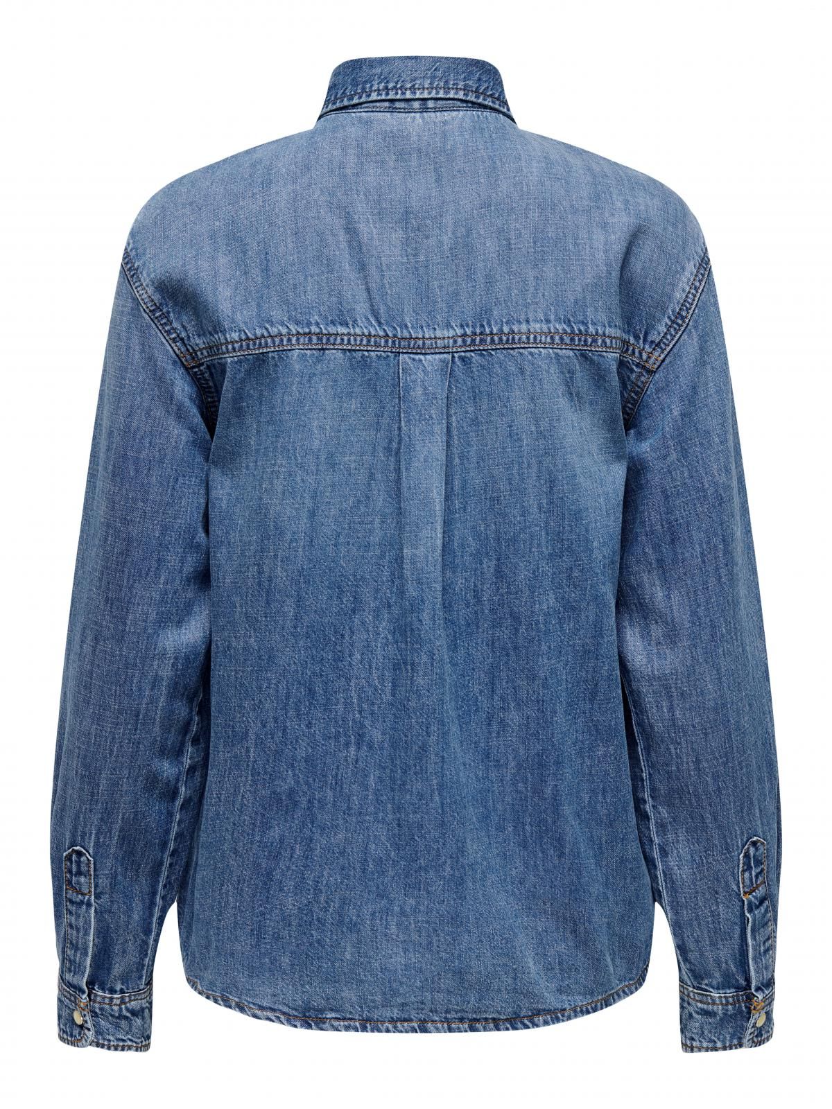 온리 데님 루즈핏 긴팔 셔츠 15325561_2114 BLUE / DARK BLUE DENIM - 상세 이미지 4